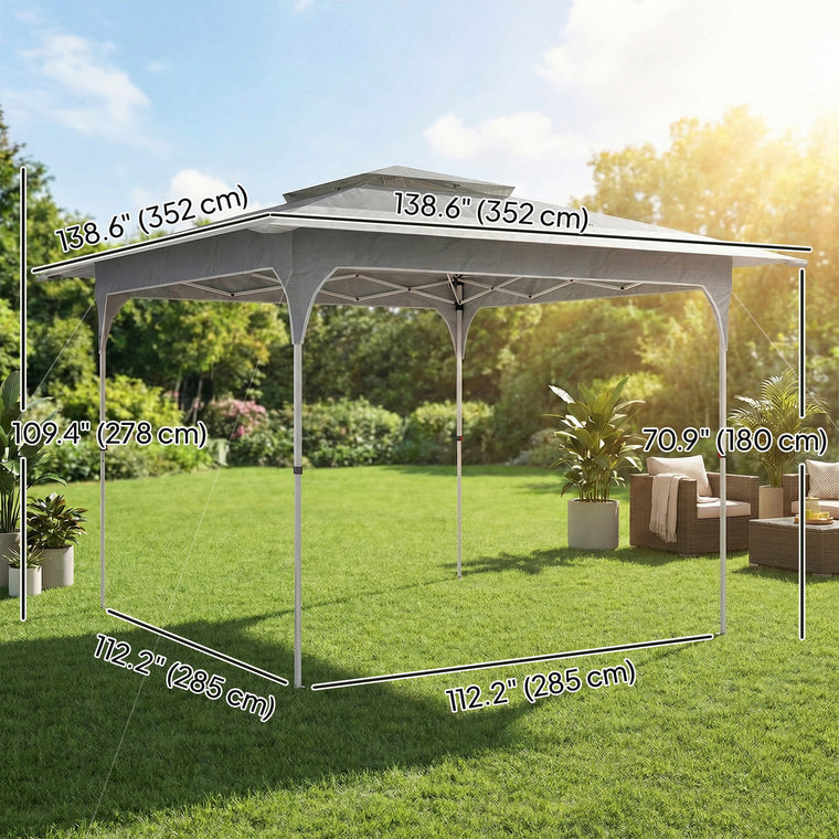 11.5' x 11.5' Dark Grey 2-Tier Pop-Up Canopy Tent