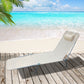 Outdoor Lounge Chair, Portable Adjustable Reclining Seat Folding Chaise Lounge Patio Camping Beach Tanning Chair Bed with Pillow, Beige