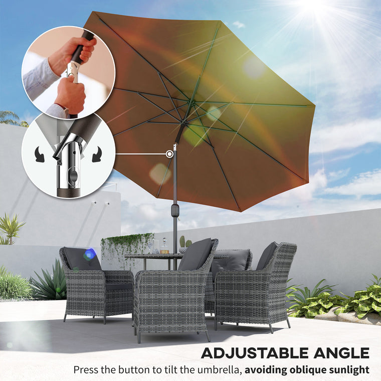 10' x 8' Coffee Round Market Umbrella with Crank & Tilt