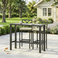 3 Piece Patio Bar Set, Outdoor Bar Table and Stools, Electrophoresis Steel Tabletop, X Back, Footrest, Cushions, Khaki