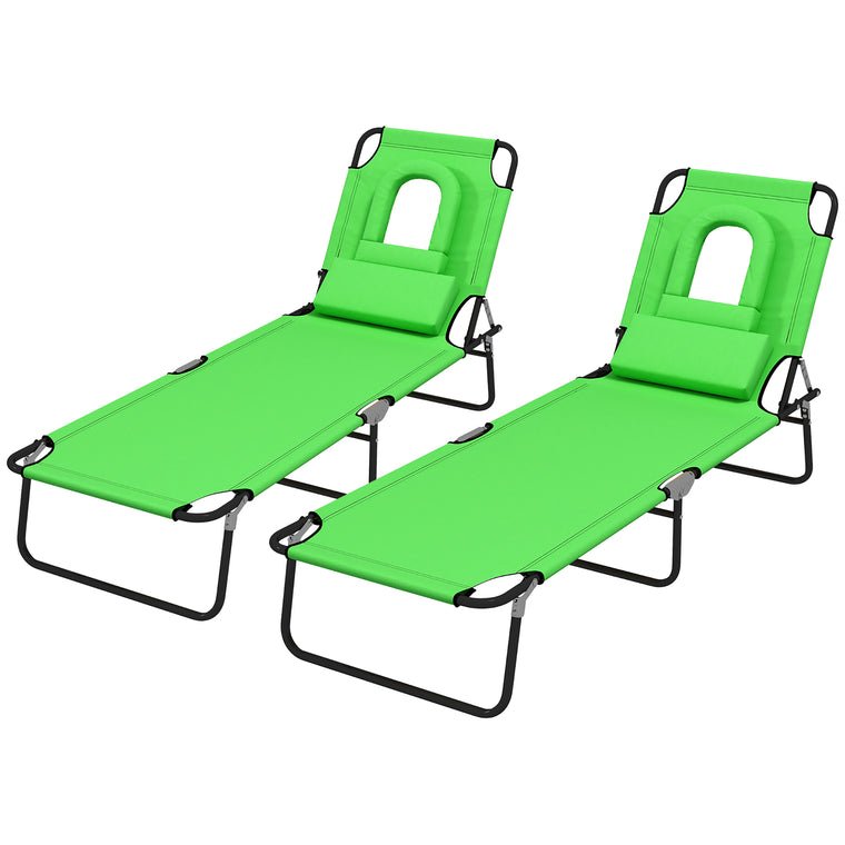 2-Piece Folding Tanning Chair with Face Hole & Pillow