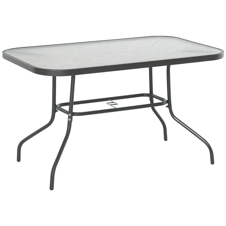 47.25" Metal Garden Dining Table with Glass Top