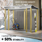 8 x 4FT Galvanized Garden Storage Shed, Metal Outdoor Shed with Double Doors and 2 Vents, Light Grey
