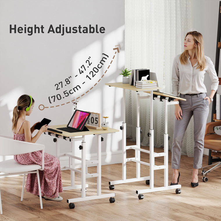 Adjustable Stand Up Desk with Wheels - Natural