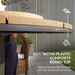 Outdoor Side Table, 28" Weather Resistant Round Patio Table with Slatted Design for Garden, Terrace, Balcony, Natural