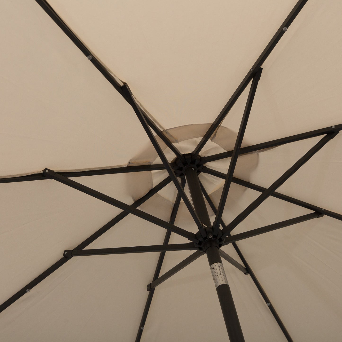 8.8ft Solar Patio Umbrella Outdoor Sunshade 24 LED Lights Tilt Canopy Cream