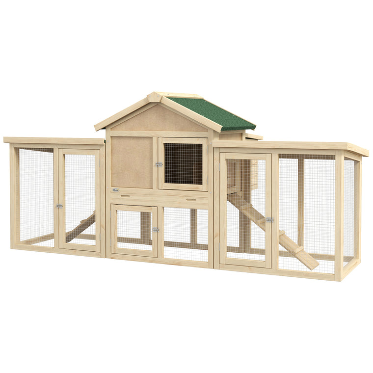 Wooden Chicken Coop with Rabbit Hutch, Run & Drawer