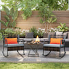 3-Piece Rocking Bistro Set with Cushions and Glass Table