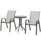 3 Pieces Bistro Set, Small Patio Furniture Set with Stackable Mesh Chairs, Glass Table for Garden, Light Mixed Brown