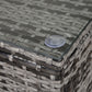 Outdoor PE Rattan Wicker Table, Patio Garden Side Table w/Glass Top for Patio, Balcony, Mixed Grey