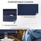 4 Pcs Wicker Sofa Set with 2 Swivel Chairs Patio Furniture Set w/ Two Tier Tea Table & Cushions, Navy Blue