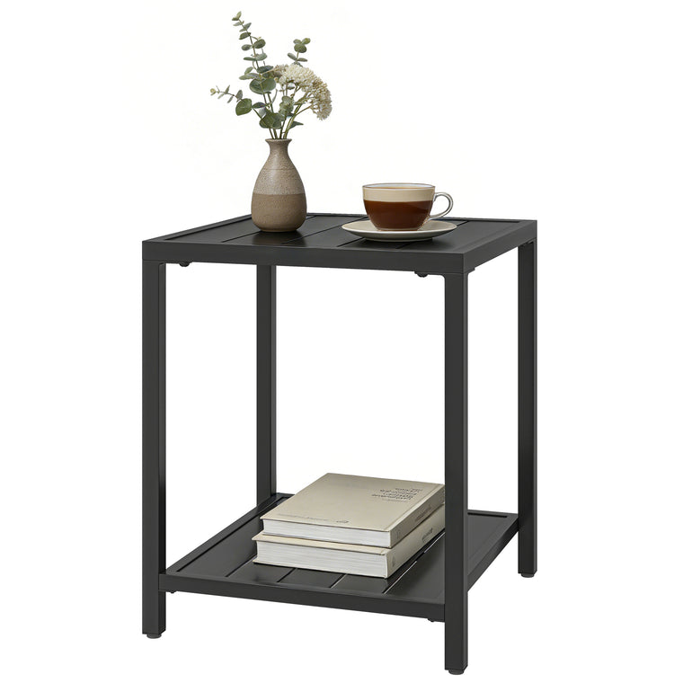 2-Tier Coffee Table with Storage Shelf and Adjustable Feet