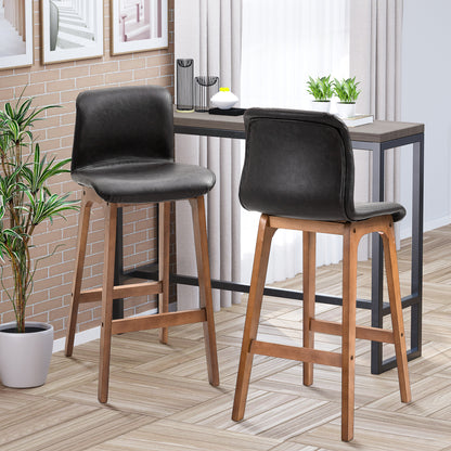 Counter Height PU Leather Bar Stools Set of 2 - Dark Brown