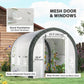 Upgraded Tunnel Greenhouse Green House with Mesh Door and Windows, 6 Plant Labels and Gloves, White