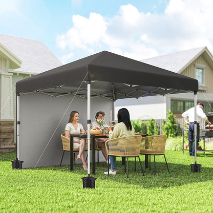 10' x 10' Black Pop-Up Canopy with Sidewalls & Roller Bag