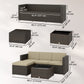 3 Pieces Patio Furniture Set with Cushions, Outdoor PE Rattan Wicker Conversation Corner Sofa Set, Khaki