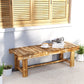 Outdoor Garden Bench, Backless Patio Fir Wood Stool, Armless Loveseat, 43.25" x 15" x 13.75", Carbonized