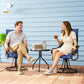 Patio Dining Chairs Set of 2, 360° Swivel Rocking Outdoor Chairs with Armrests, Breathable Mesh, Navy Blue