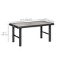 Outdoor Side Table with SPC Woodgrain Tabletop, Metal Patio Coffee Table for Outside Garden, Distressed Grey