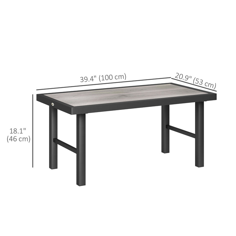 Metal Side Table with SPC Woodgrain Top