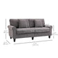 Modern 3 Seater Sofa, Corduroy Fabric 3 Seater Couch with Pine Wood Legs and Rolled Armrests for Living Room, Light Grey