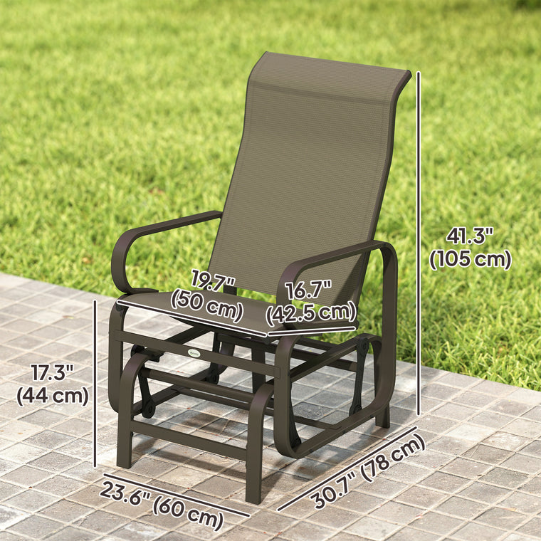 Outdoor Glider Chair with Breathable Mesh Fabric