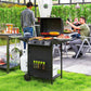 2+1 Burner Propane Gas BBQ Grill, Portable Gas Barbecue Grill with Side Burner, Thermometer, Lid, Side Table, Shelf, Spice Rack, Wheels, Grease Cup for Garden, Black
