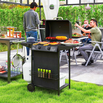 Black 2+1 Burner Propane Gas BBQ Grill with Side Burner