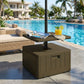 Patio Umbrella Weighted Base with Table Tray, Heavy Duty Umbrella Base with Wheels Handles, Brown