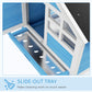 49" Wooden Rabbit Hutch With Slant Roof and Run, Light Blue