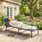 Folding Lounge Chair, Adjustable Chaise Lounge with Headrest, Reclining Lounger Cot for Camping, Hiking, Light Grey