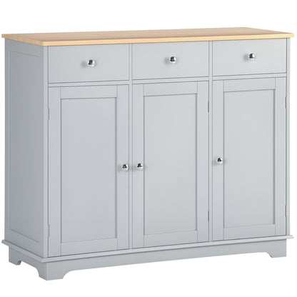 Modern Sideboard Buffet with Drawers and Shelves - Grey