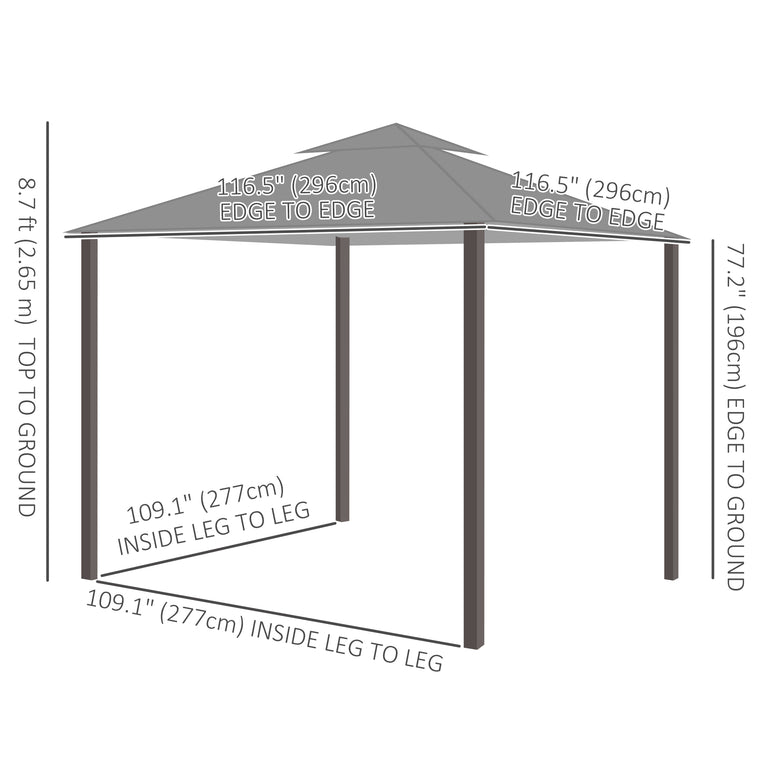 10' x 10' Light Grey Soft-Top Gazebo with Curtains