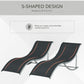 Pool Chaise Lounge Chairs Set of 2, S-shaped Foldable Outdoor Chaise Lounge Chair Reclining for Patio Beach Garden With 264lbs Weight Capacity, Black