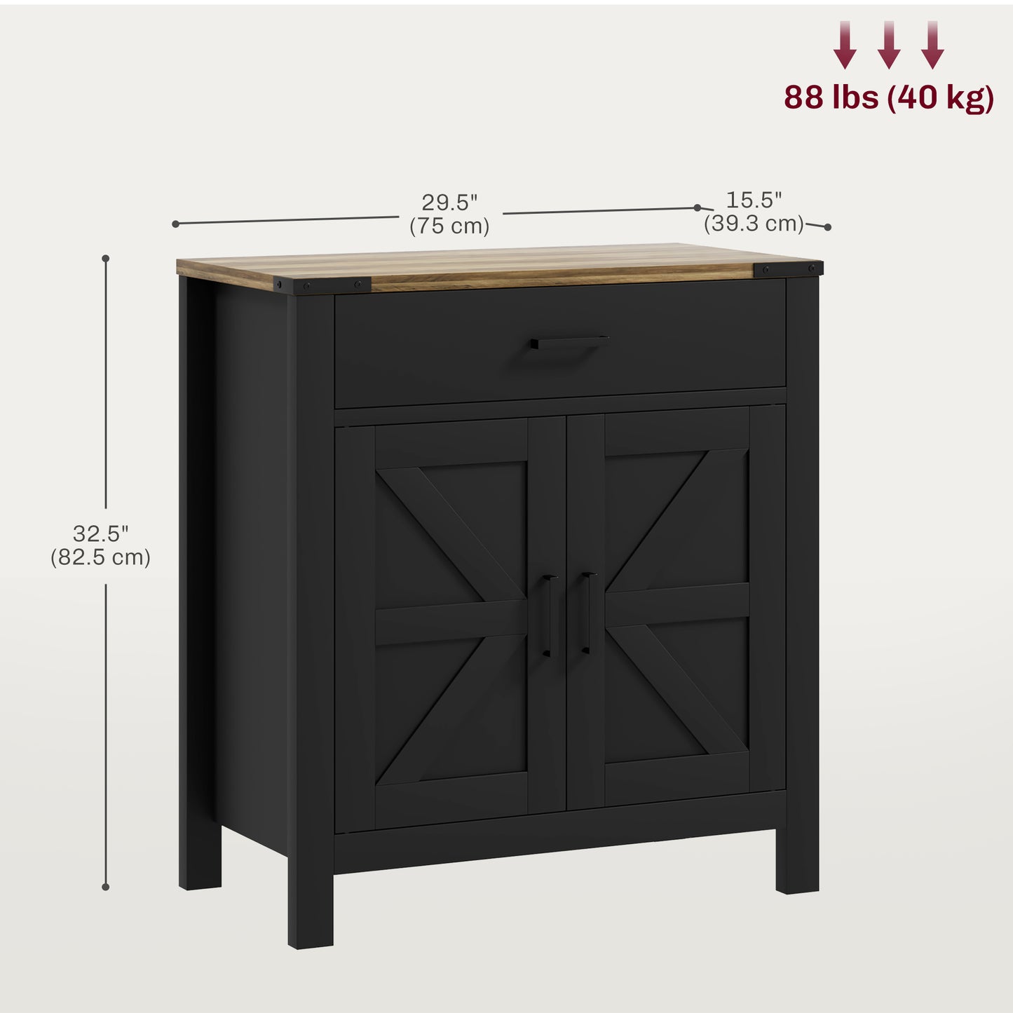 Sideboard Buffet Cabinet, Farmhouse Kitchen Storage Cabinet w/ Drawer and Shelf for Living Room, Entryway