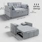 3-in-1 Convertible Sofa Bed, Pull-Out Sleeper Sofa with USB Charging, Adjustable Backrest and Side Pockets, Light Grey