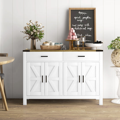 Farmhouse Sideboard Buffet Cabinet with Drawers - White