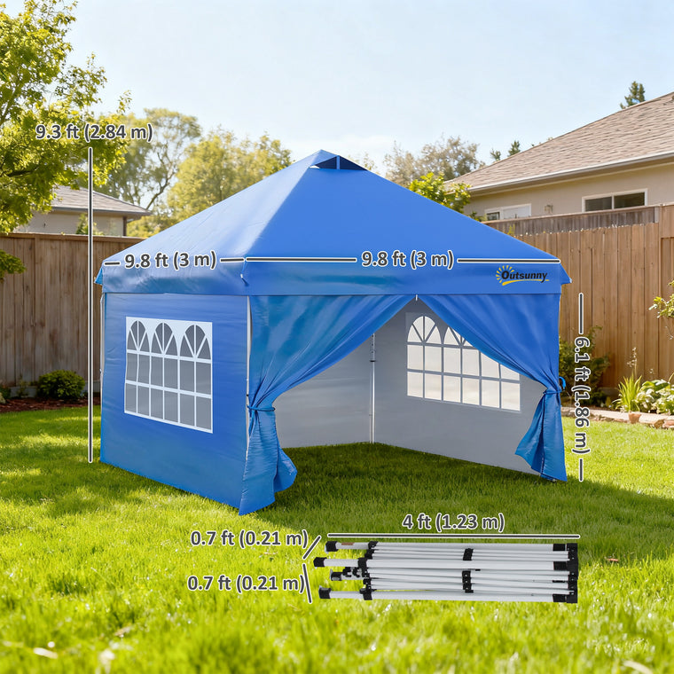 10' x 10' Blue Pop Up Sun Shelter with Wheeled Bag