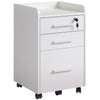 3-Drawer Filing Cabinet with Lock and Wheels - White