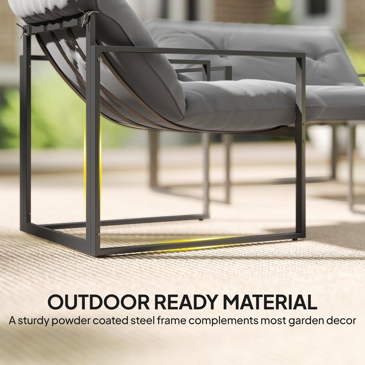 4 Piece Outdoor Furniture Set, Patio Conversation Set with Tempered Glass Table, Loveseat, Chairs, Cushions, Light Grey