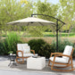 Φ10' Deluxe Cantilever Umbrella Outdoor Market Parasol Banana Hanging Offset Sunshade Crank Cross Base Beige