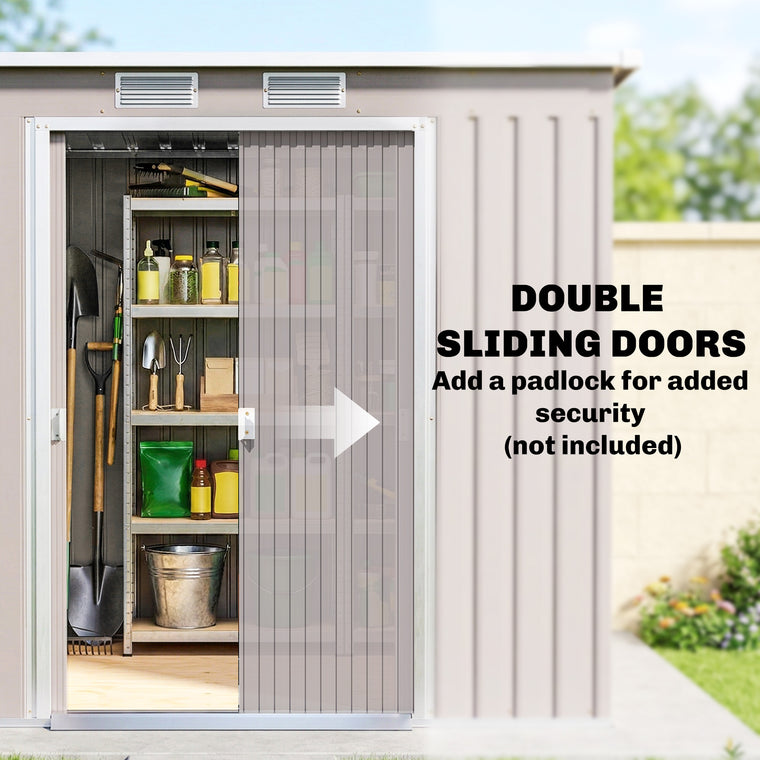 7' x 4' Galvanized Steel Tool Shed with Foundation Kit