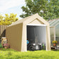 Outdoor Storage Shed Portable Garage with Roll-up Door for Motorcycle, Bike, Garden Tools, Beige