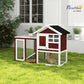 48" Weatherproof Wooden Rabbit Hutch Bunny Cage Small Animal House with Slant Roof And Screened Outdoor Run, Brown