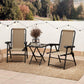 3 Pieces Patio Bistro Set, Outdoor Folding Table and Chairs Set, Metal Patio Furniture Set with Cup Holders