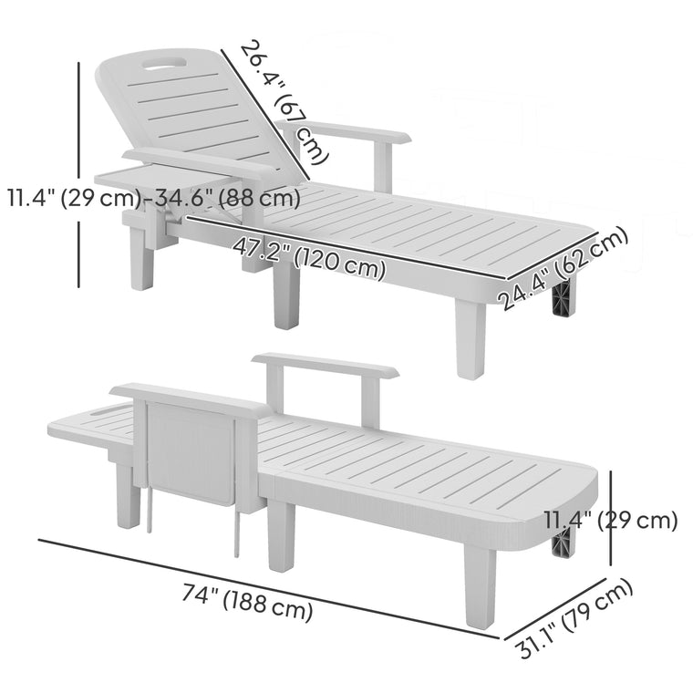 2-Piece Tanning Chair Set with Foldable Side Table