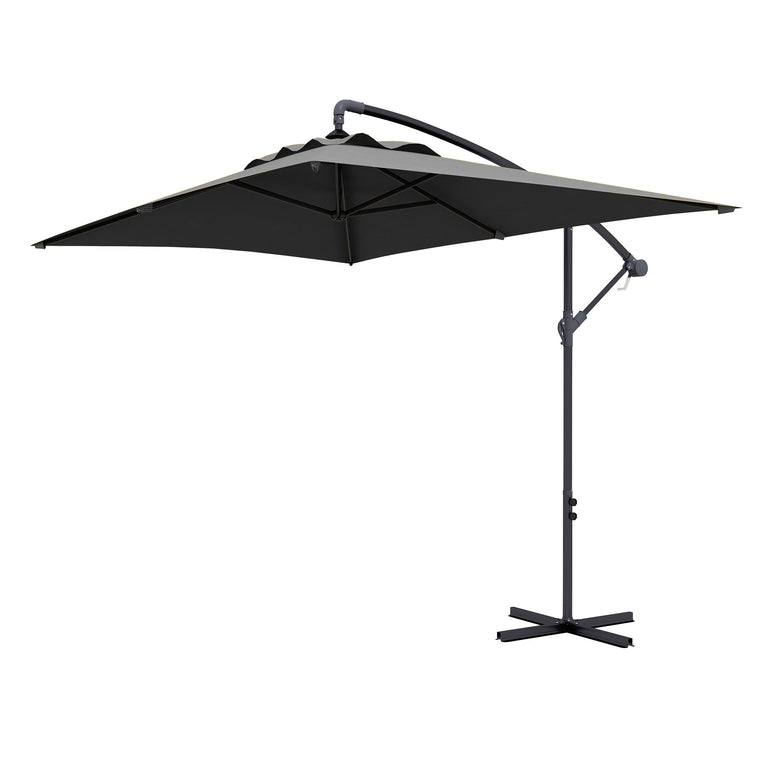3(m) patio offset umbrella, with Cross Base - Dark Grey