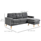 Sectional Sofa Couch, L Shaped Couch with Reversible Chaise, Wooden Legs for Living Room, Bedroom, Dark Grey