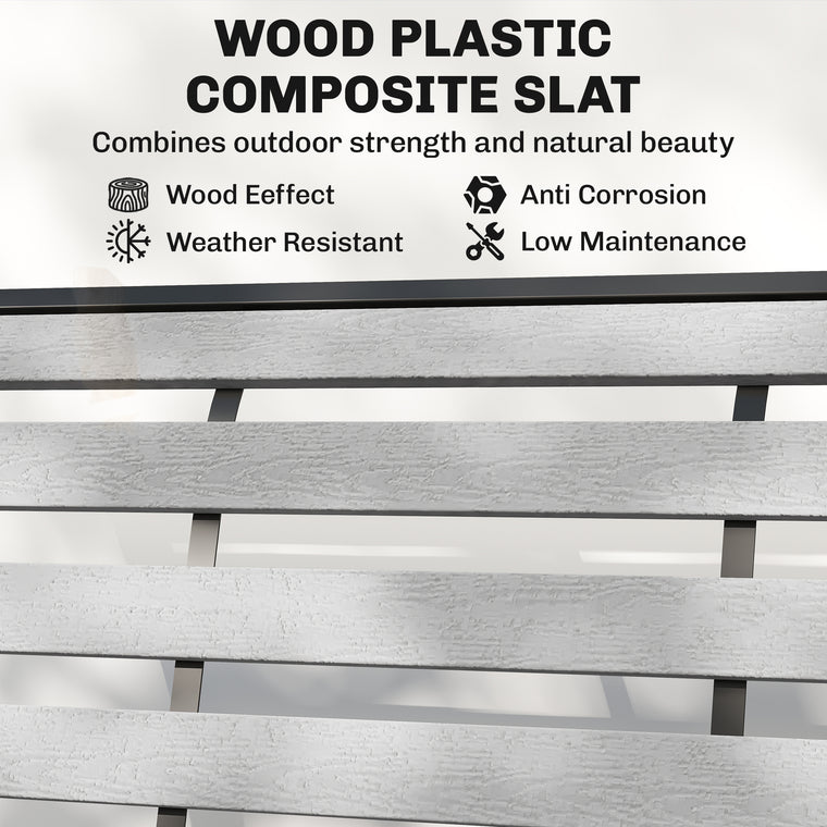 2-Person Glider Bench with Faux Wood Slats and Steel Frame