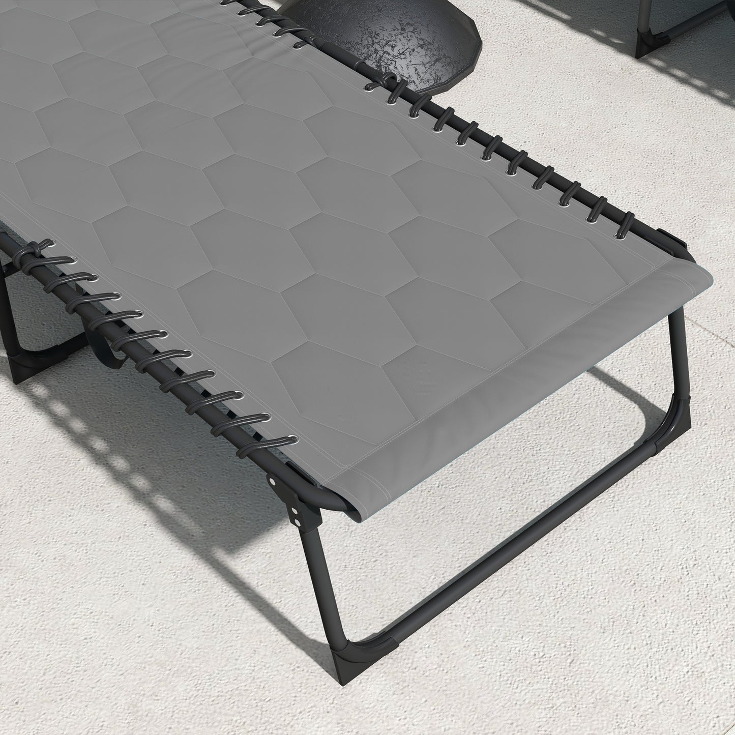Folding Chaise Lounge with Reclining Back, 25.6" x 74" x 14.2", Grey